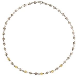 EUC Judith Ripka JR TWO Sterling Silver 18K Gold Rondelle Station Necklace 17”